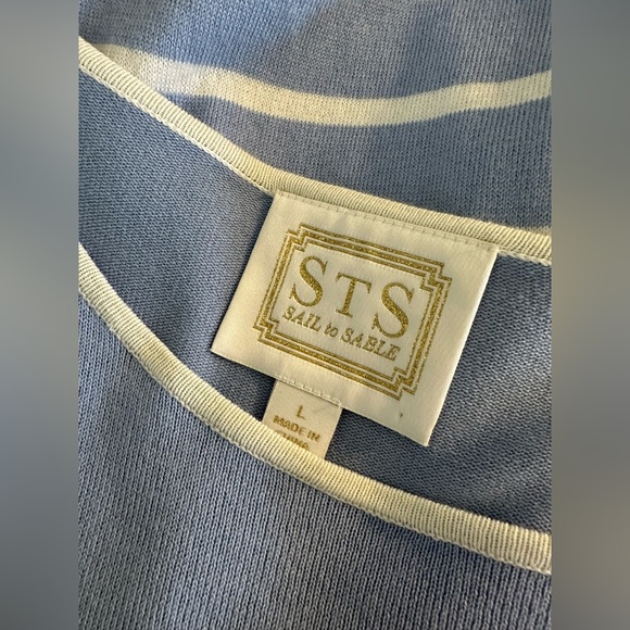 STS SAIL TO SABLE Nautical Striped Sweater Dress Blue White Scoop Neck Knit - Picture 8 of 10